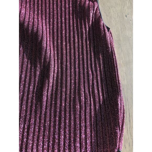 San Souci Pink Sparkle Pleated Lurex Mock Neck Top - S - Picture 6 of 7